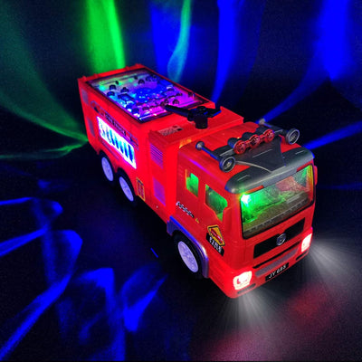 Electric Fire Truck with Bright Flashing 4D Lights & Real Siren Sounds