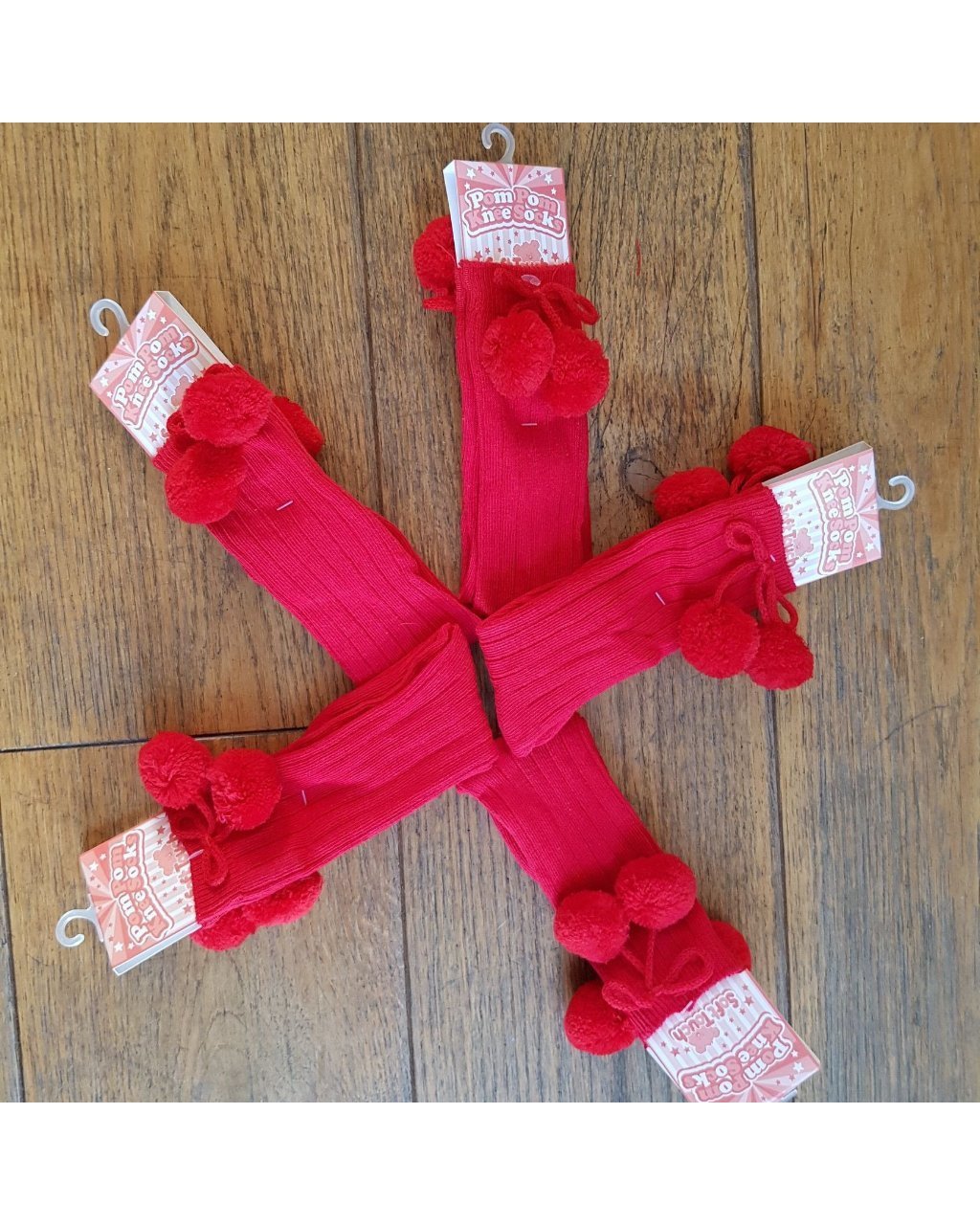 Pom Pom Red Socks-Socks-Children-Clothing-Cutsie Bobbs