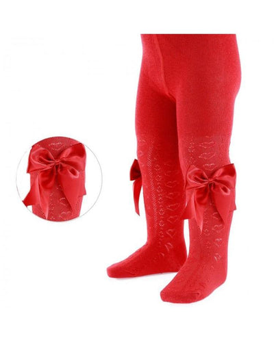 Soft Touch Red Bow Tights-Tights-Children-Clothing-Cutsie Bobbs